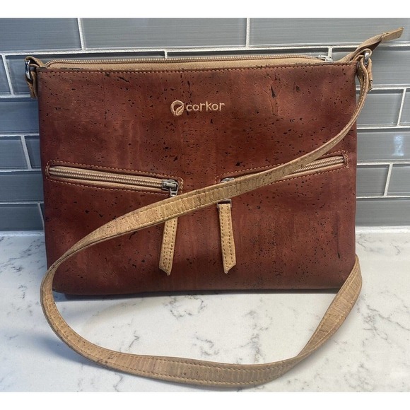 Corkor Vegan Cork Crossbody Bag Portugal - Eco Friendly Handmade Non-Leather - Picture 1 of 11